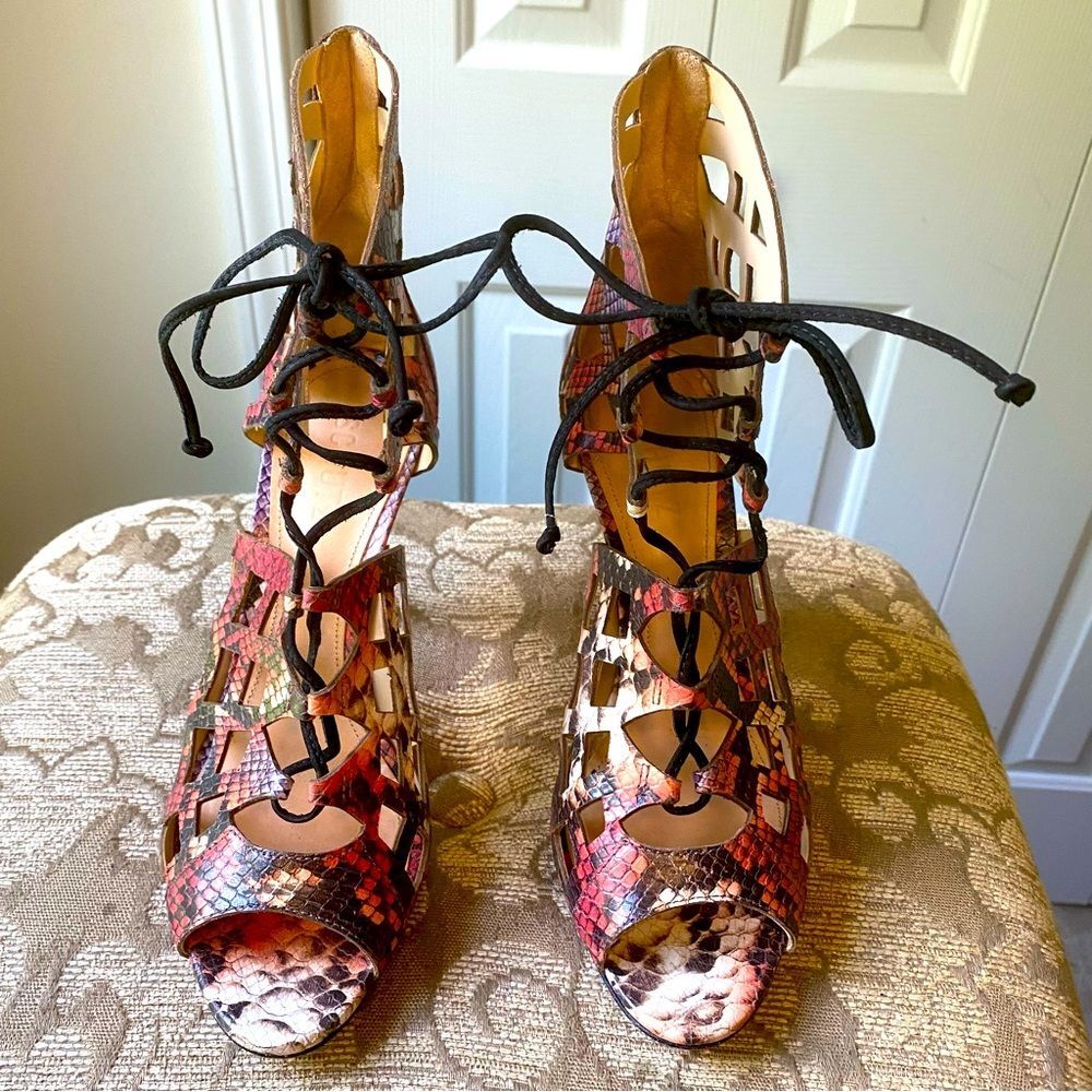 Schutz Blake Python Snakeskin Laser Cut Out Leath… - image 2